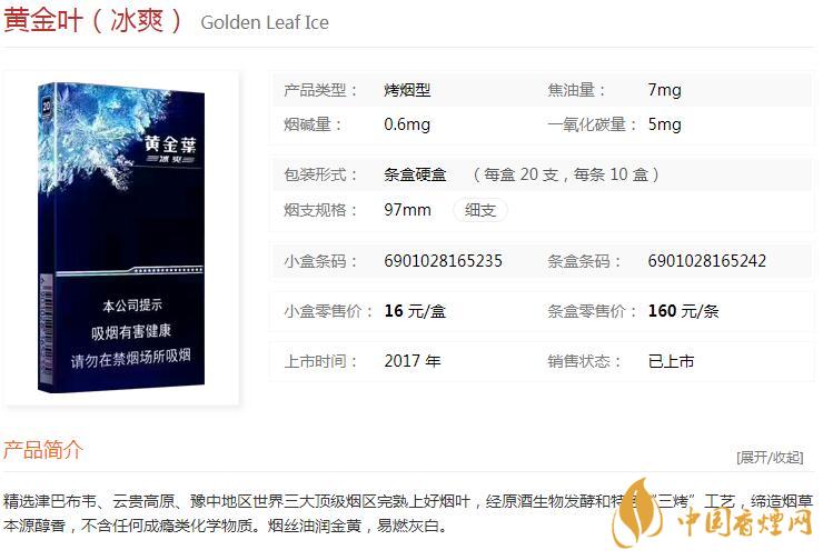 黃金葉冰爽多少錢一盒價(jià)格？黃金葉冰爽價(jià)格及參數(shù)圖片2020